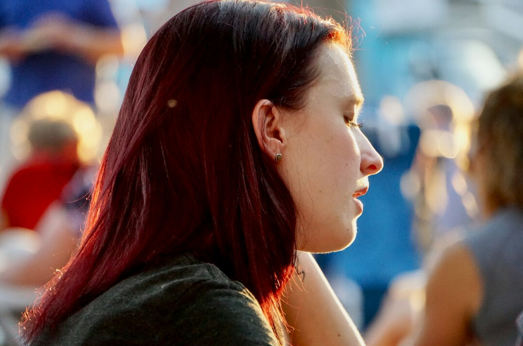 woman listening attentively