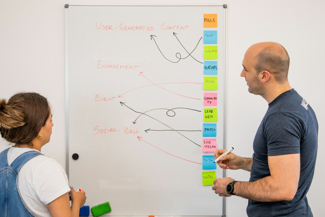 manager explaining strategy